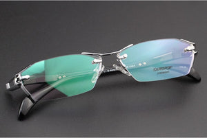 100% Pure Titanium Rimless Eyeglasses Frames Men Myopia Optical Glasses Frame Prescription Eyewears oculos de grau