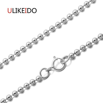 100% Real 925 Sterling Silver Jewelry Pendant Fashion Unisex Chains Necklace For Men And Women Round Bead Chain New Gift 342
