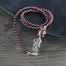 Carica l'immagine nel visualizzatore di Gallery, 100% Reale 925 Gioielli In Argento Sterling Rotondo 3 MILLIMETRI Naturale Rosso Granato Pietra Pesce Rosso Design Lucky Ball Bead Pendenti E Ciondoli Braccialetto Del Braccialetto 