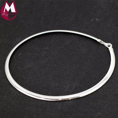 Collana girocollo in vero argento sterling 925 al 100% regalo per le donne Ragazza fatta a mano 16 18 pollici Collana girocollo semplice Gioielli da donna SN09 