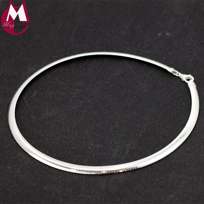 Collana girocollo in vero argento sterling 925 al 100% regalo per le donne Ragazza fatta a mano 16 18 pollici Collana girocollo semplice Gioielli da donna SN09 