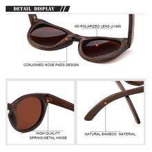 Load image into Gallery viewer, 100% Real  Natural Bamboo Sun Glasses Wrap Polarized Sun Glasses Handmade  2023 For Women Men Retro  очки солнечные женс