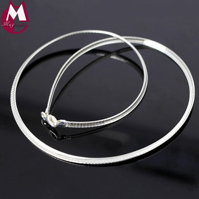100% Real Sterling Silver Necklace Minima Torques Choker Necklace For Women Girl Snake Chain Fine Jewelry New Arrival SN16