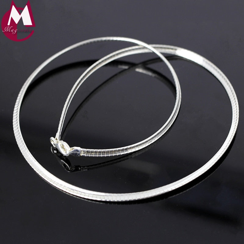 100% Real Sterling Silver Necklace Minima Torques Choker Necklace For Women Girl Snake Chain Fine Jewelry New Arrival SN16