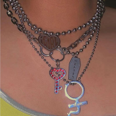 100% Stainless Steel Female Symbol Internet Girl She Devil Igirl Choker Necklace for Women Heavy Gothic Streetwear Chain Jewelry