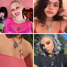 Carica l&#39;immagine nel visualizzatore di Gallery, 100% Stainless Steel Female Symbol Internet Girl She Devil Igirl Choker Necklace for Women Heavy Gothic Streetwear Chain Jewelry