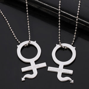 100% Stainless Steel Female Symbol Internet Girl She Devil Igirl Choker Necklace for Women Heavy Gothic Streetwear Chain Jewelry