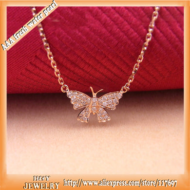 100% real 18k gold Butterfly design pendant necklace set vs2 Diamond new Korean style hot sell