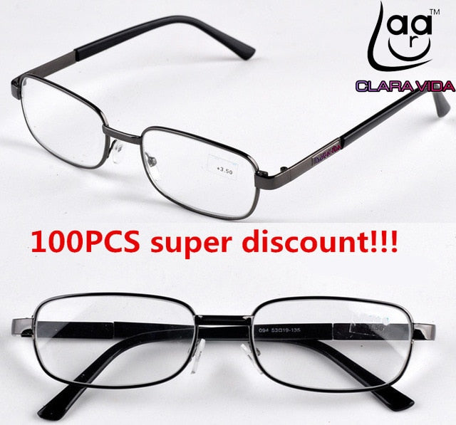100pcs/lot  joblots full-rim  NATURAL CRYSTAL Lens alloy Frame men women reading glasses +1.0+1.5+2.0 +2.5+3.0+3.5+4.0