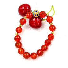 Carica l'immagine nel visualizzatore di Gallery, Bracciale con perline dorate di sabbia e agata rossa brasiliana naturale pura da 10 mm. Bracciale con coppia di perline di agata nera rossa. Bracciale uomo donna fortunato 