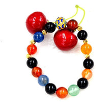 Carica l'immagine nel visualizzatore di Gallery, Bracciale con perline dorate di sabbia e agata rossa brasiliana naturale pura da 10 mm. Bracciale con coppia di perline di agata nera rossa. Bracciale uomo donna fortunato 