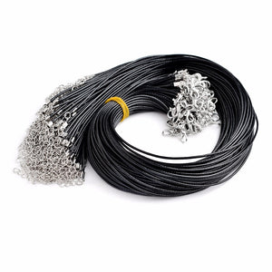 10pcs/lot Black Leather rope chain Necklace PU 45CM+5CM Cord Wax Rope DIY Pendant Necklace Jewelry Accessories Wholesale