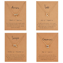 Load image into Gallery viewer, 12 Constellation Pendant Gold Necklace Jewelry Choker Necklace Zodiac Sign Charm Necklace Birthday Gift Wish Card for Women Girl