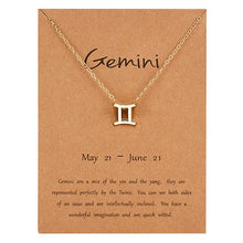 Load image into Gallery viewer, 12 Constellation Pendant Gold Necklace Jewelry Choker Necklace Zodiac Sign Charm Necklace Birthday Gift Wish Card for Women Girl