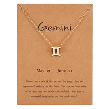 Load image into Gallery viewer, 12 Constellation Pendant Gold Necklace Jewelry Choker Necklace Zodiac Sign Charm Necklace Birthday Gift Wish Card for Women Girl