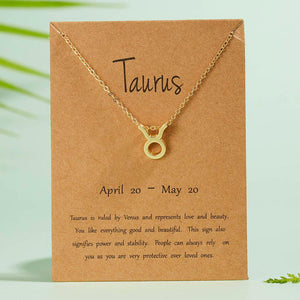 12 Constellation Pendant Gold Necklace Jewelry Choker Necklace Zodiac Sign Charm Necklace Birthday Gift Wish Card for Women Girl