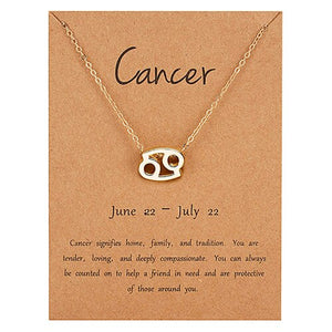 12 Constellation Pendant Gold Necklace Jewelry Choker Necklace Zodiac Sign Charm Necklace Birthday Gift Wish Card for Women Girl