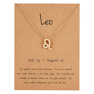 12 Constellation Pendant Gold Necklace Jewelry Choker Necklace Zodiac Sign Charm Necklace Birthday Gift Wish Card for Women Girl