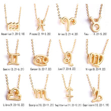 Load image into Gallery viewer, 12 Constellation Pendant Gold Necklace Jewelry Choker Necklace Zodiac Sign Charm Necklace Birthday Gift Wish Card for Women Girl