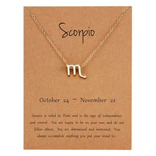 Load image into Gallery viewer, 12 Constellation Pendant Gold Necklace Jewelry Choker Necklace Zodiac Sign Charm Necklace Birthday Gift Wish Card for Women Girl