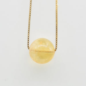 12mm Natural Citrine Pendants Necklaces Chokers 18k Gold 925 Sterling Silver Chain Healing Crystal Fine Jewelry Women #d008n
