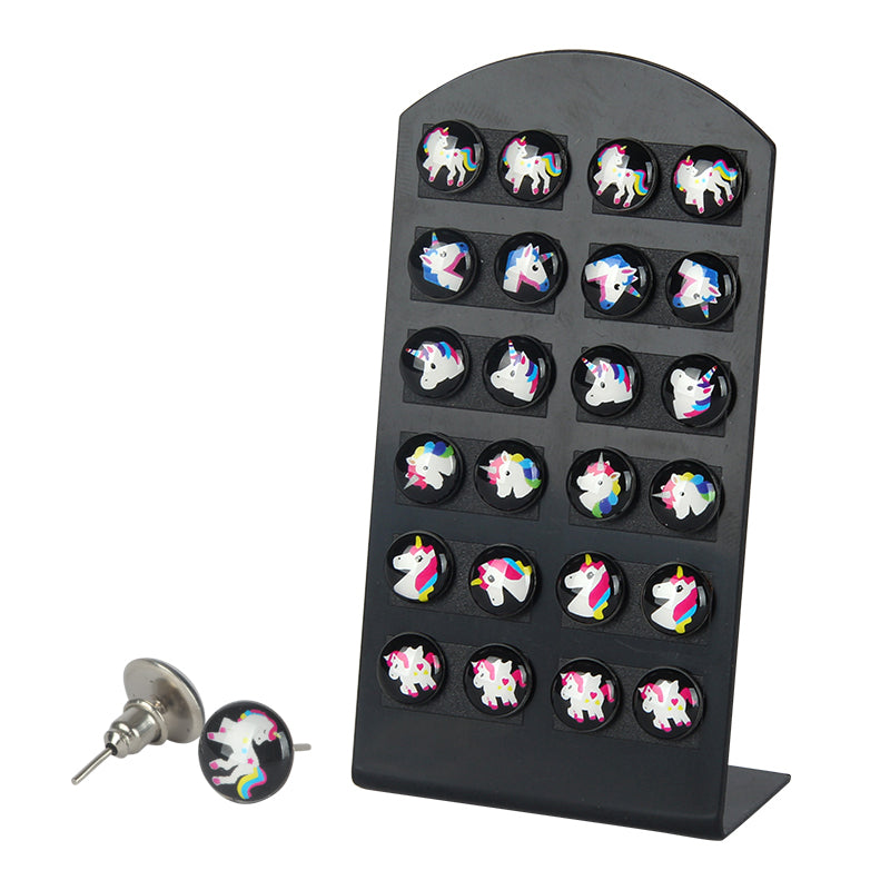 12pairs New Arrival Carton Stud Earrings For Women Girls Cute Unicorn Resin Earrings Making Jewelry Gift