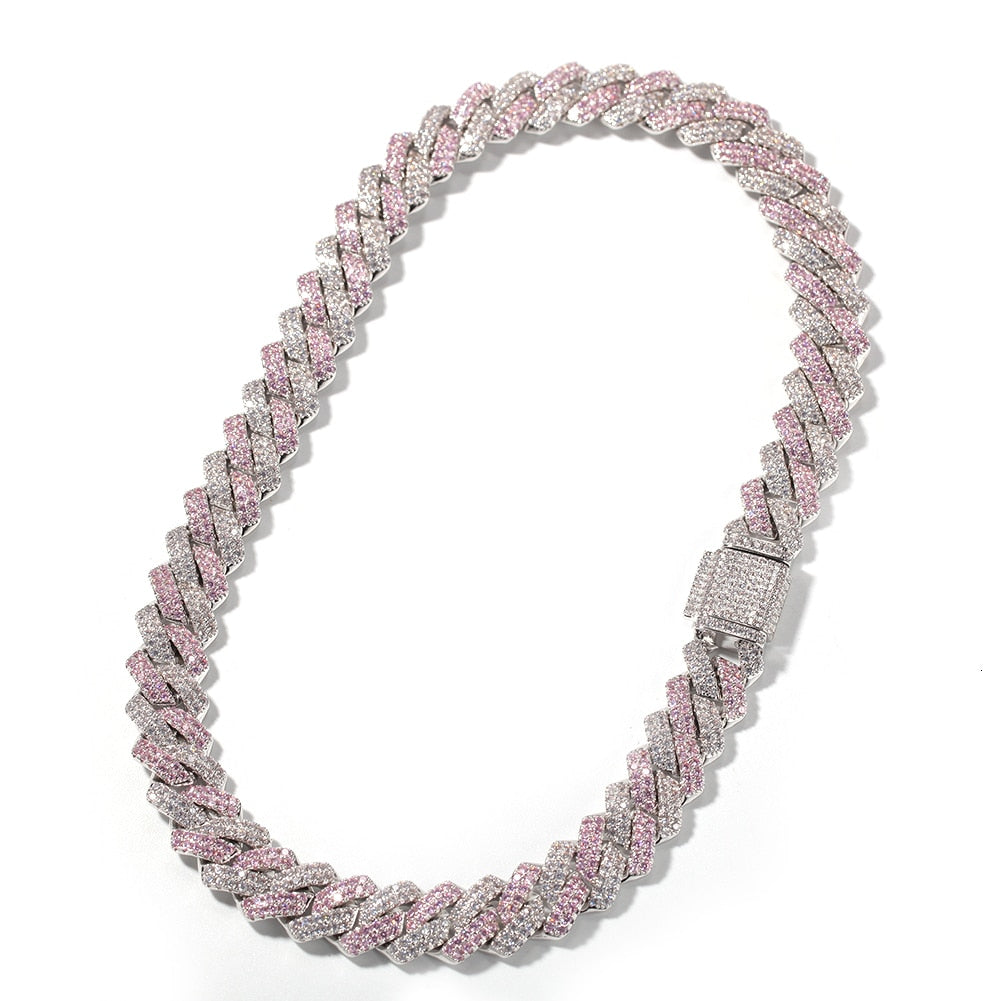 13mm 2Row Zircon Miami Cuban Link Necklace Accept custom color Luxury Copper Micro Paved CZ Cuban Chain 16/18/20/22/24inch