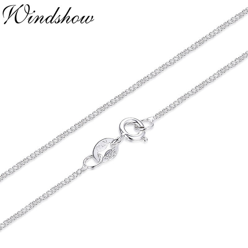 14-32 Slim Thin Pure 925 Sterling Silver Side Curb Chain Choker Necklaces For Women Girl Jewelry kolye collier ketting