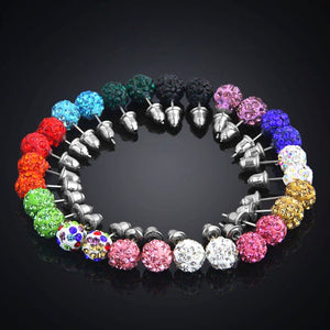 14 Pairs/Box Rhinestone Pave Cl Earrings Set 8mm Micro Disco Ball Crystal Stud Earrings For Women Fashion Jewelry