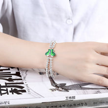 Load image into Gallery viewer, 14K Rose Gold Fashion 925 Sterling Silver Bracelet for Women Alloy Creative Silver Bead Butterfly Style Fine Jewelry Blue Green