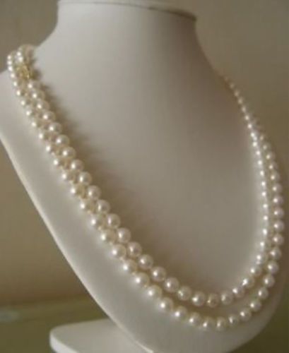 14k/20 Gold AAA 6-7mm White Akoya Cultured Pearl Necklace 50
