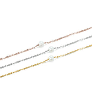 Visunion 316L Stainless Steel Necklace Exquisite Pearl Simple Rose Gold Color Link Chain Necklace Temperament Jewelry New Gift
