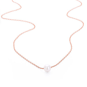 Visunion 316L Stainless Steel Necklace Exquisite Pearl Simple Rose Gold Color Link Chain Necklace Temperament Jewelry New Gift
