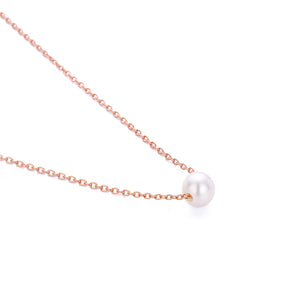Visunion 316L Stainless Steel Necklace Exquisite Pearl Simple Rose Gold Color Link Chain Necklace Temperament Jewelry New Gift