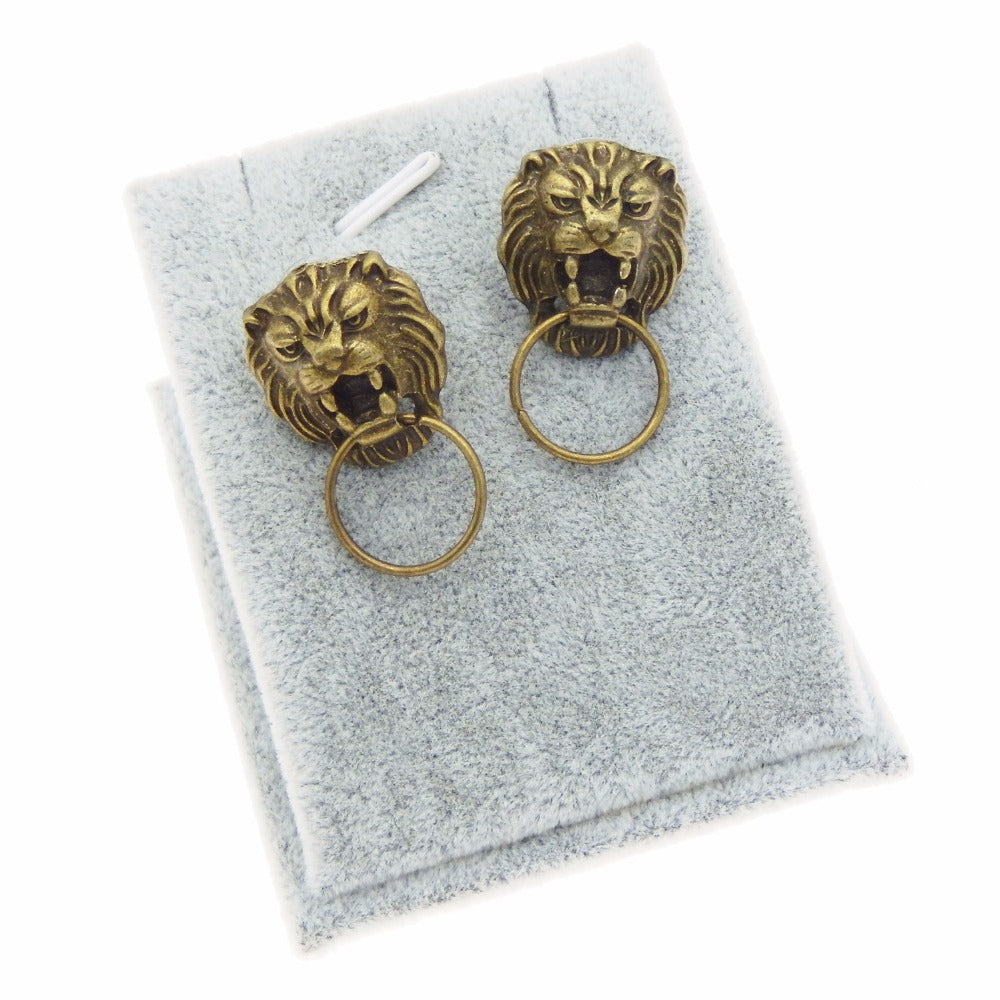 16PCS Vintage Lion Earrings Studs+Clap Women Rock Style Jewelry Charms Antiqued Bronze Alloy Jewelry Findings Animal Shape 34813