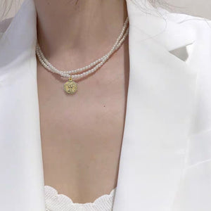 2020 Elegant Flower Pearl Choker Necklaces For Women Gold Coin Bow Knot Pendant Necklace Long Chain Jewelry Party Gifts