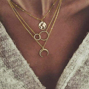 BOHO Bohemian Gold Necklaces For Women Coin Heart Flower Star Choker Pendant Necklace 2020 Ethnic Female Jewelry Gift