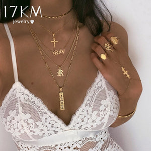 BOHO Bohemian Gold Necklaces For Women Coin Heart Flower Star Choker Pendant Necklace 2020 Ethnic Female Jewelry Gift