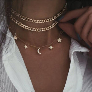 BOHO Bohemian Gold Necklaces For Women Coin Heart Flower Star Choker Pendant Necklace 2020 Ethnic Female Jewelry Gift