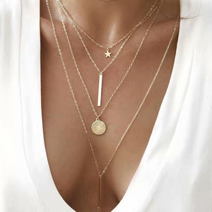 BOHO Bohemian Gold Necklaces For Women Coin Heart Flower Star Choker Pendant Necklace 2020 Ethnic Female Jewelry Gift