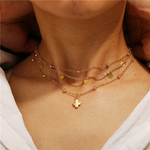 BOHO Bohemian Gold Necklaces For Women Coin Heart Flower Star Choker Pendant Necklace 2020 Ethnic Female Jewelry Gift