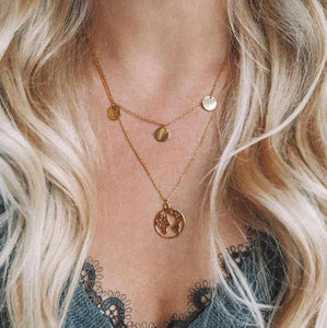 BOHO Bohemian Gold Necklaces For Women Coin Heart Flower Star Choker Pendant Necklace 2020 Ethnic Female Jewelry Gift