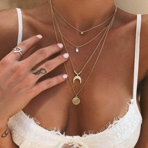 BOHO Bohemian Gold Necklaces For Women Coin Heart Flower Star Choker Pendant Necklace 2020 Ethnic Female Jewelry Gift