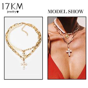 Bohemian Gold Necklaces For Women Multilayer Fashion Pearl Pendants Necklace Portrait Chokers 2020 Trendy New Jewelry Gift