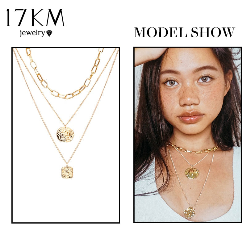 Bohemian Gold Necklaces For Women Multilayer Fashion Pearl Pendants Necklace Portrait Chokers 2020 Trendy New Jewelry Gift