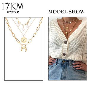 Bohemian Gold Necklaces For Women Multilayer Fashion Pearl Pendants Necklace Portrait Chokers 2020 Trendy New Jewelry Gift