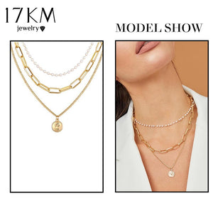 Bohemian Gold Necklaces For Women Multilayer Fashion Pearl Pendants Necklace Portrait Chokers 2020 Trendy New Jewelry Gift