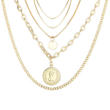 Carica l&#39;immagine nel visualizzatore di Gallery, 17KM Fashion Multi Layer Lock Portrait Pendants Necklaces For Women Gold Metal Key Heart Necklace New Design Jewelry Gift