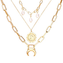 Carica l&#39;immagine nel visualizzatore di Gallery, 17KM Fashion Multi Layer Lock Portrait Pendants Necklaces For Women Gold Metal Key Heart Necklace New Design Jewelry Gift