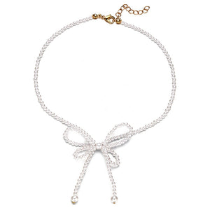 Flower Pearl Necklaces For Women Party Bow Knot Pendant Necklace Fashion Choker Elegant Flower Jewelry Gifts 2020